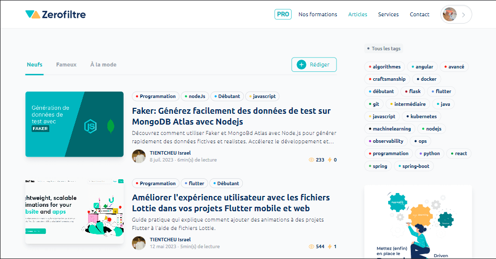 Zerofiltre Blog - Plateforme d'Écriture Récompensée